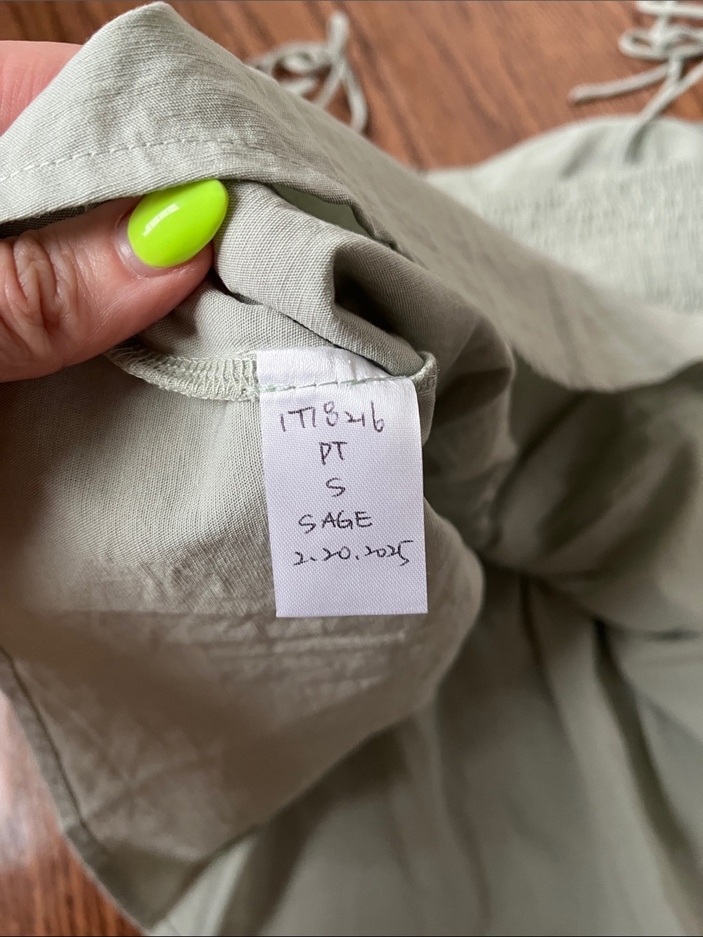 Oddi Bow-Front Peplum Camisole Top in Sage Green - Size Small - Picture 6 of 6
